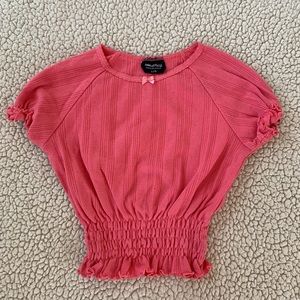 Vintage Mercury Pink Pointelle Cropped Baby Tee Size L Girls